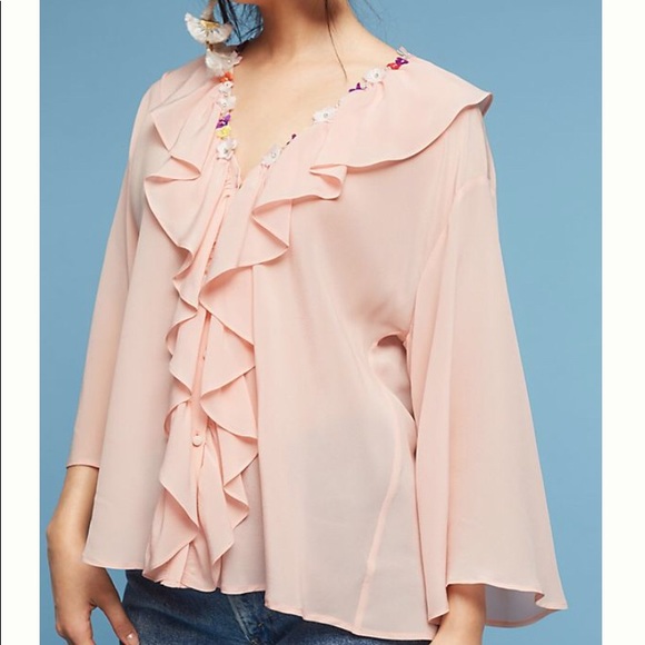 New Anthropologie Paul & Joe Daisy Chain Silk Top - Picture 3 of 8